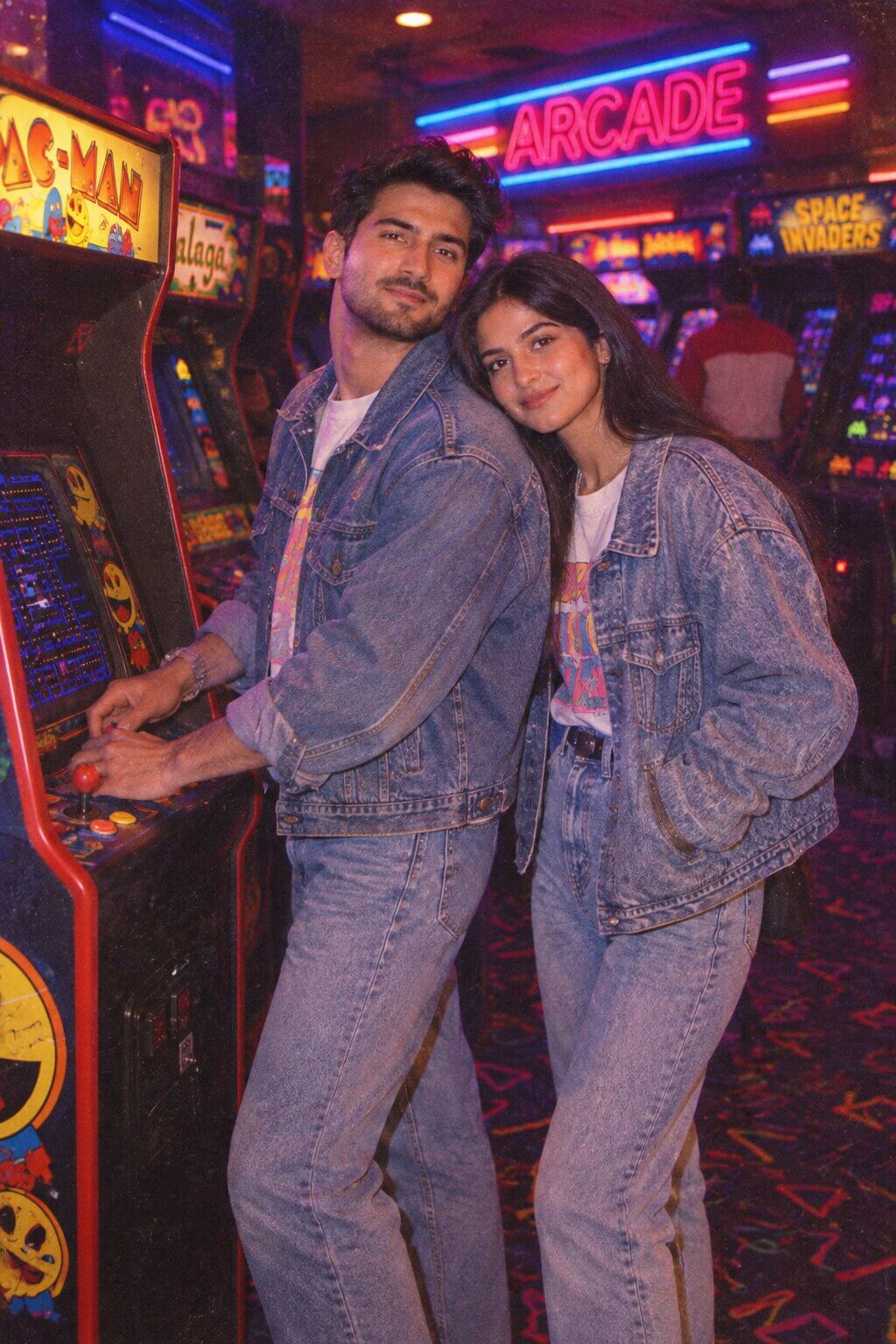 Finished 1980s neon arcade scene result