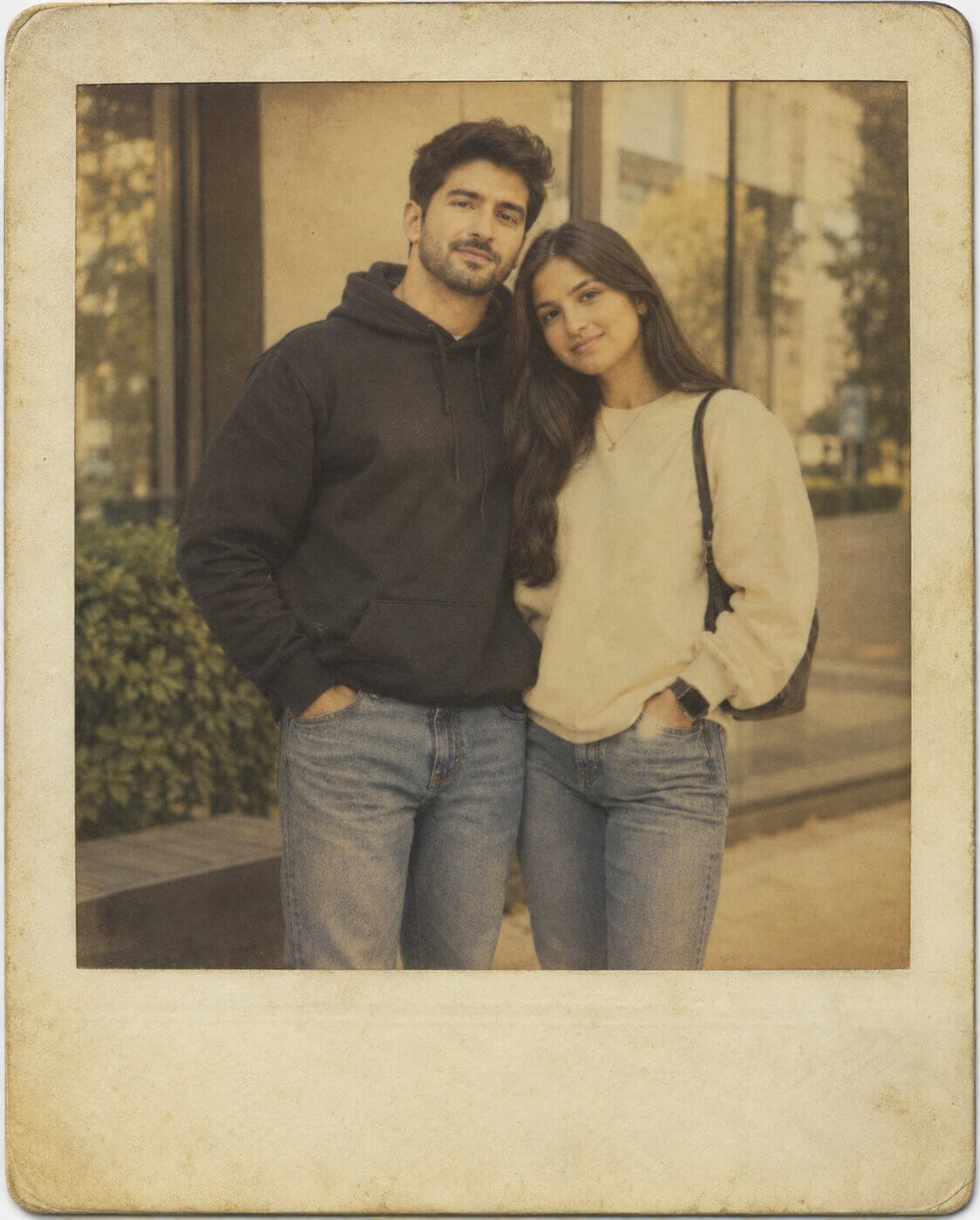 Close-up of the white-border vignette effect on the Polaroid style