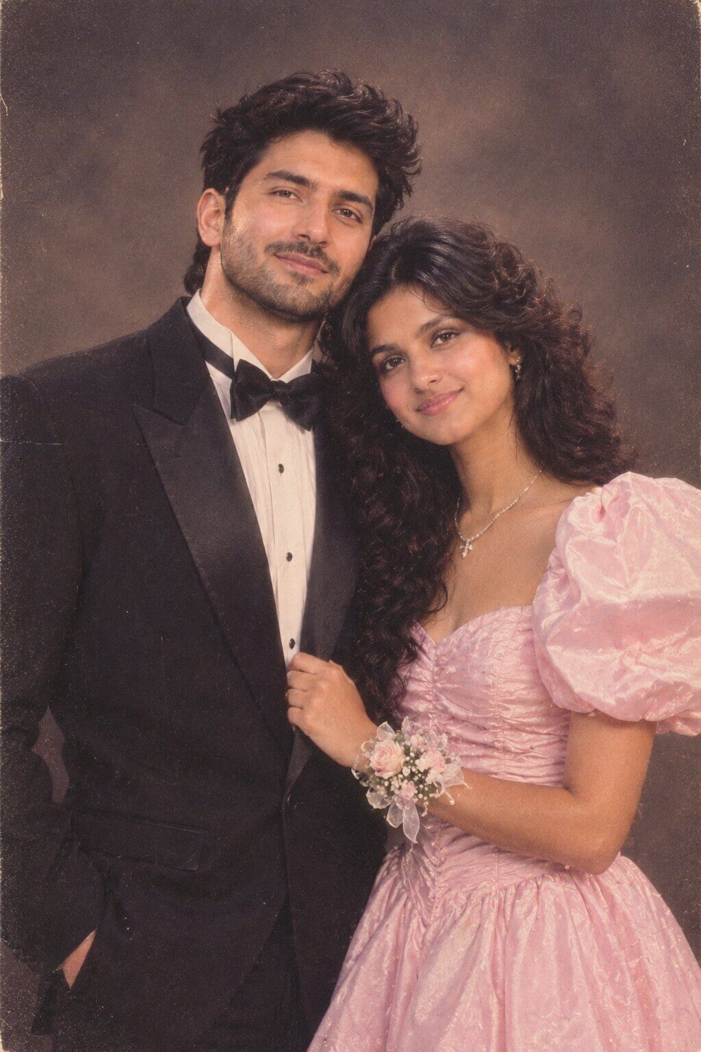 Finished 1980s prom night portrait with soft-focus background