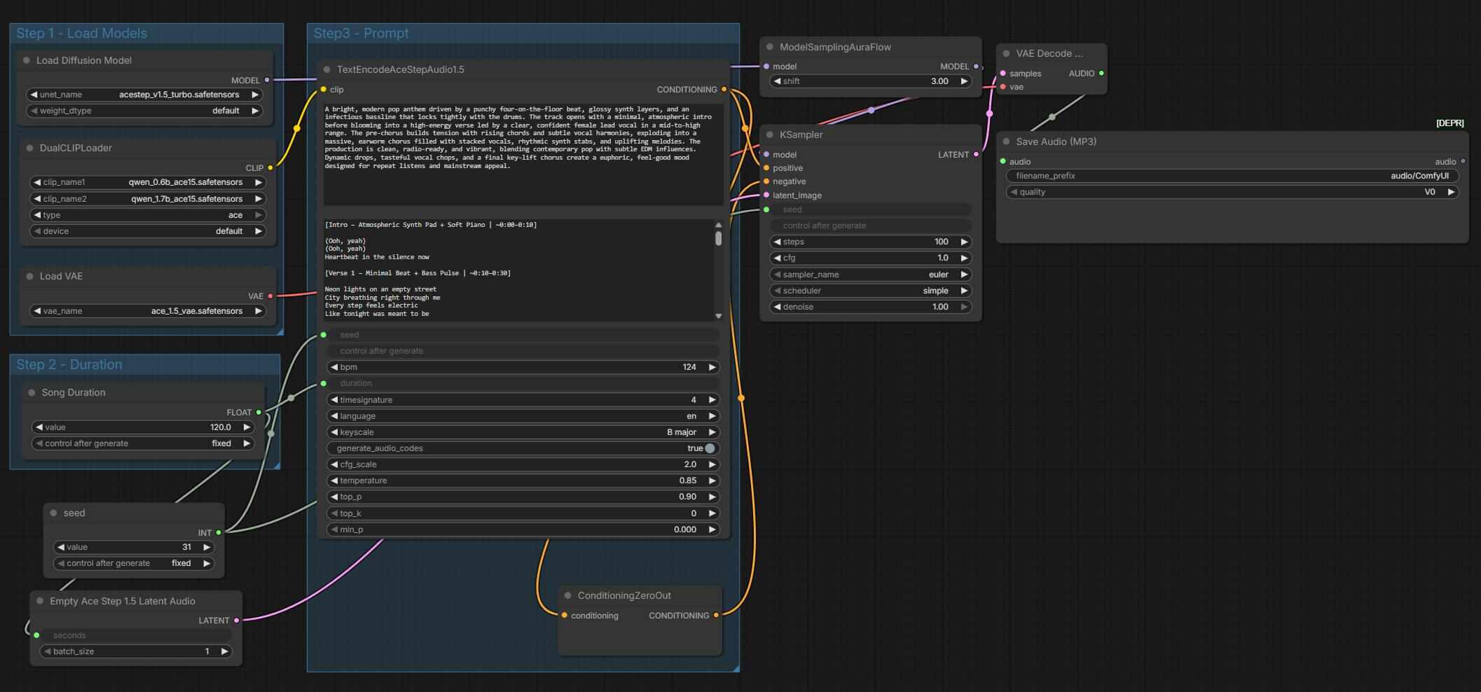 ACE-Step 1.5 node graph in ComfyUI for free local song generation