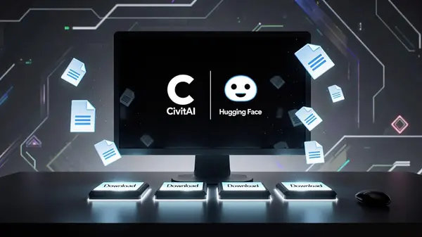CivitAI and Hugging Face logos — the two main platforms for downloading open-source AI models