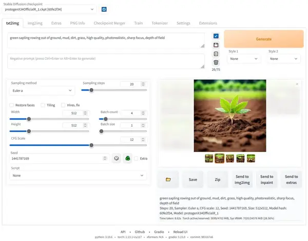 Automatic1111 interface — form-based AI image generation UI