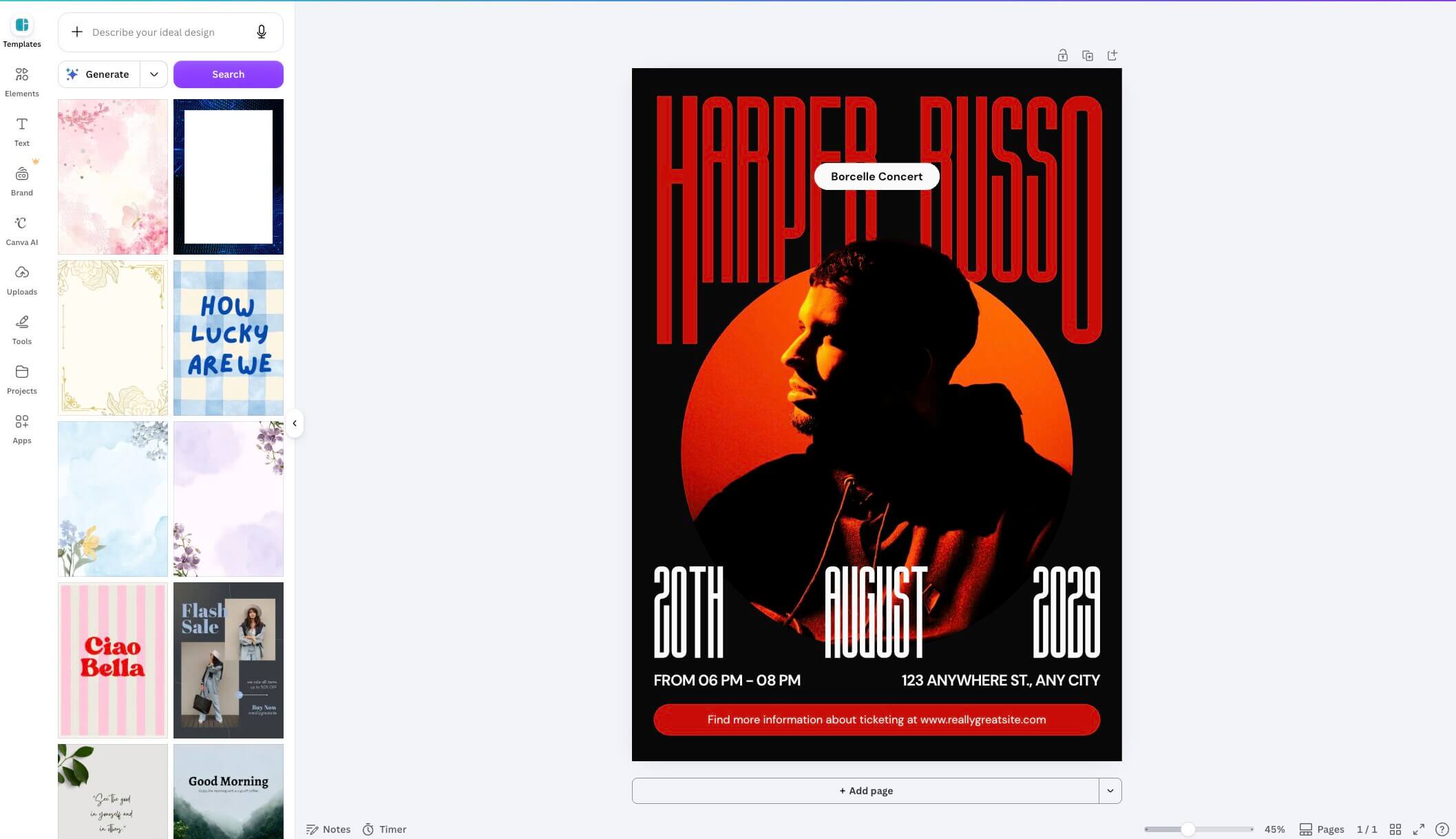 A beginner using Canva's Magic Design AI tool on a laptop to build a template for sale