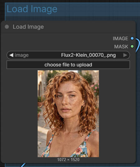 ComfyUI Load Image node — upload your character reference image here
