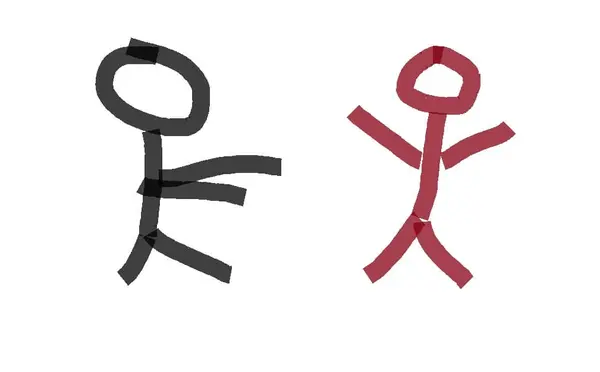 Input: pencil sketch of two figures for ChronoEdit anime conversion