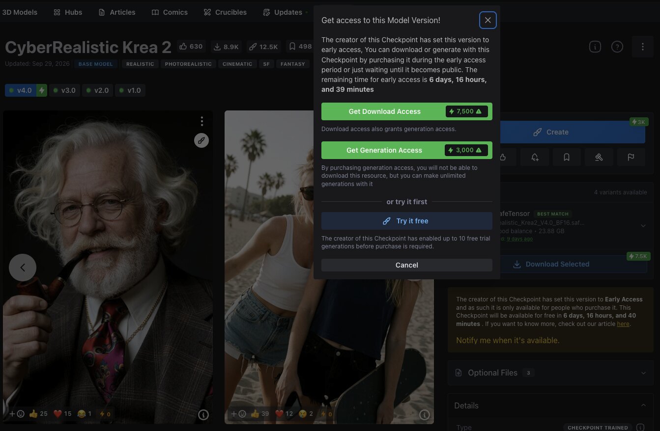 The 'Invalid or missing CivitAI API key, or early access restriction' message