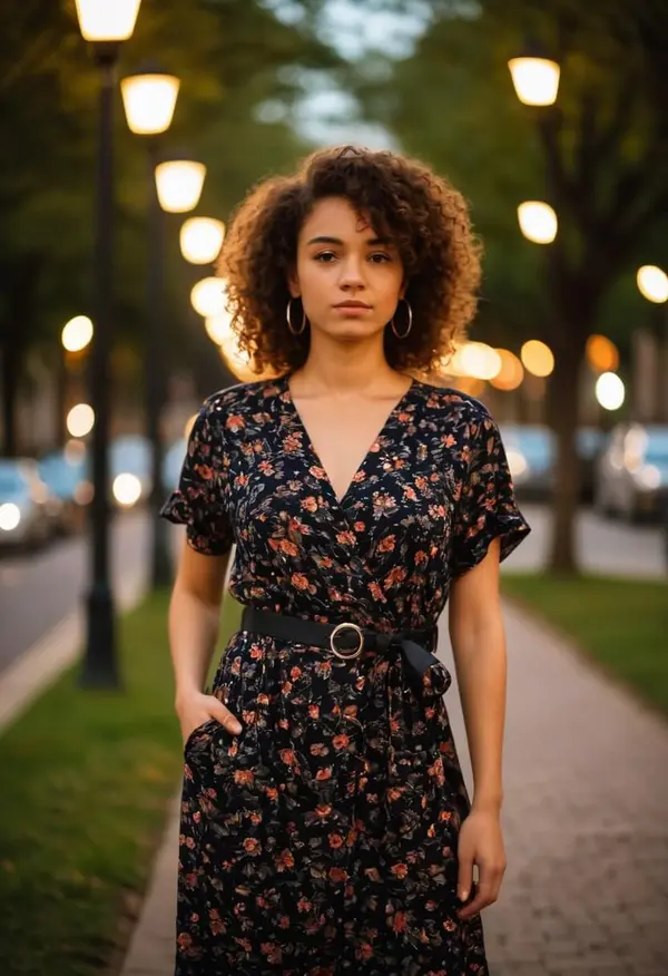 SDXL Lightning checkpoint model output — woman in floral dress at dusk, generated in 2-4 steps in ComfyUI
