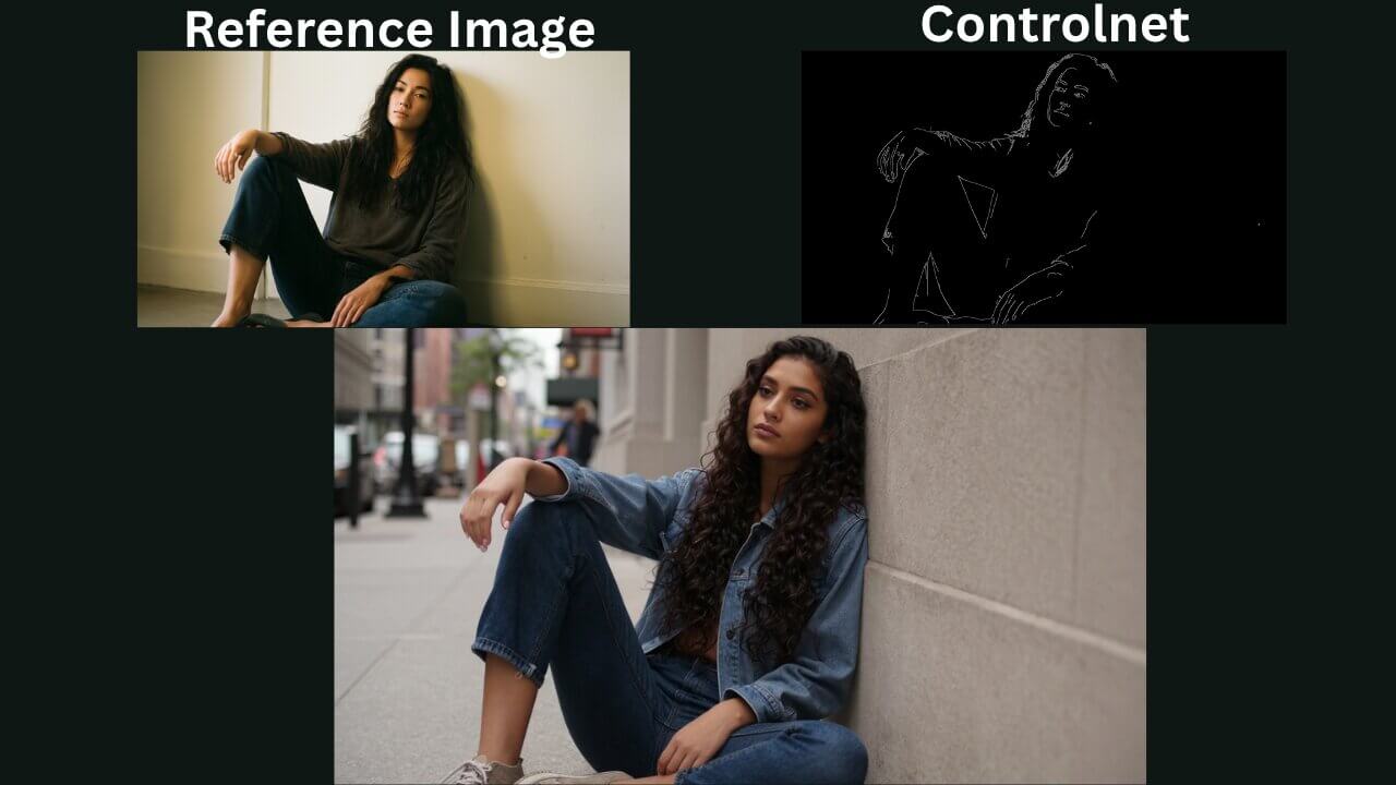 Canny ControlNet preprocessor output — high-contrast edge detection map for structural image control in ComfyUI