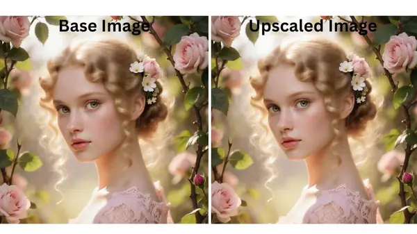ComfyUI basic upscaler result — image before upscaling showing lower resolution detail