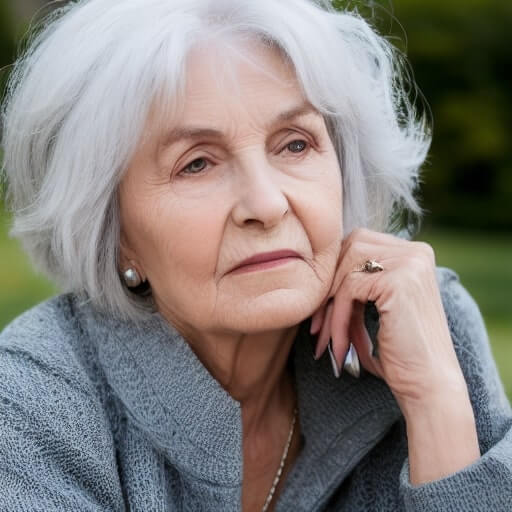 AI-generated realistic portrait of a woman with silver hair near a window, created with ComfyUI