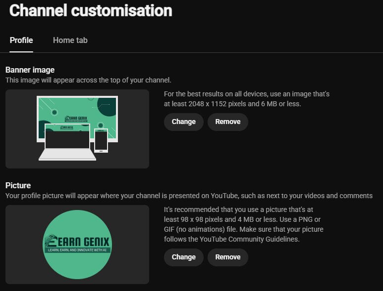 Screenshot: banner dimension guide with safe-area overlay — add once channel art is finalized