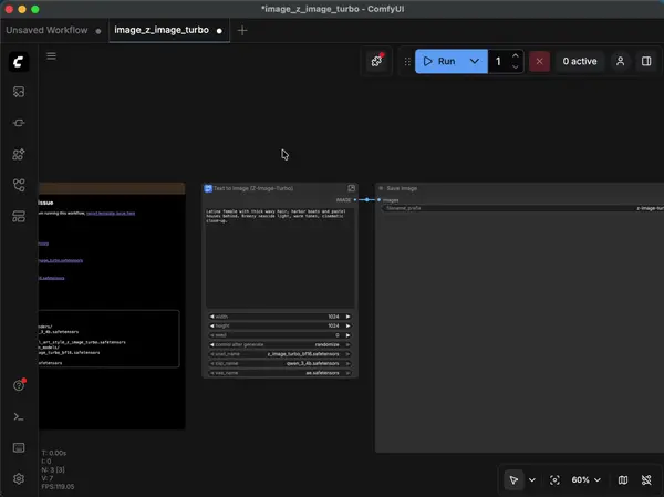 ComfyUI template picker showing the image generate workflow option