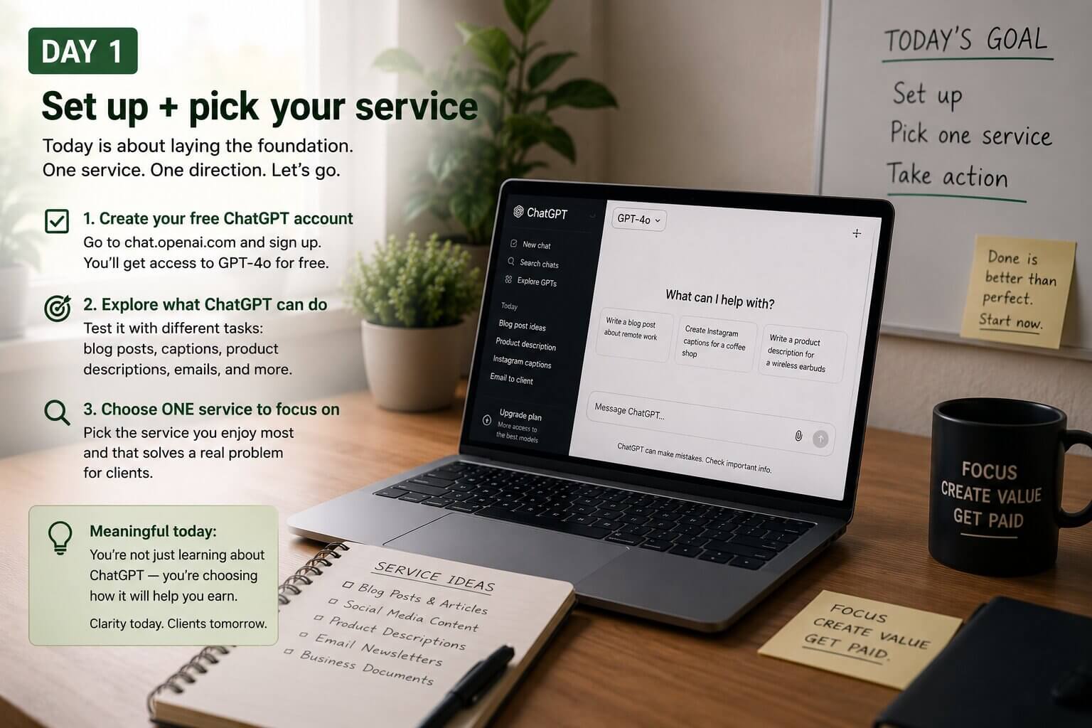 7-day action plan for making money with ChatGPT as a beginner