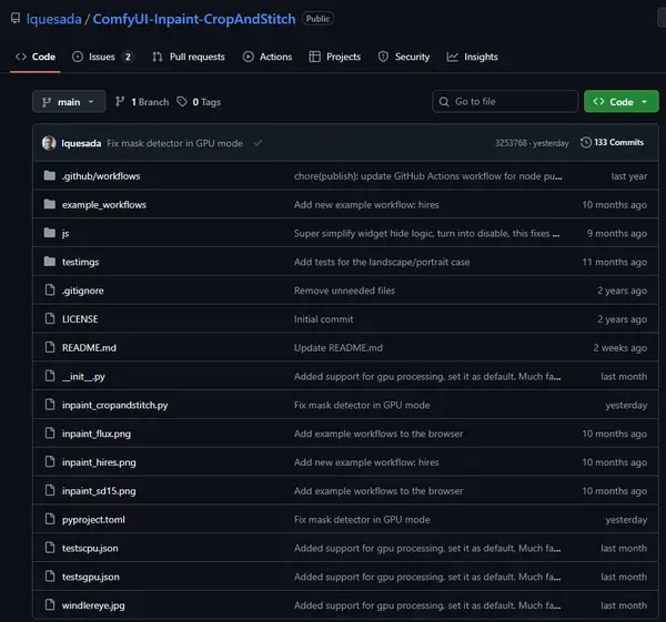 Custom node GitHub repository page — example of a ComfyUI custom node repo