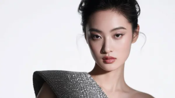 QWEN checkpoint model output — high-fashion editorial portrait of a woman with flawless makeup, generated in ComfyUI