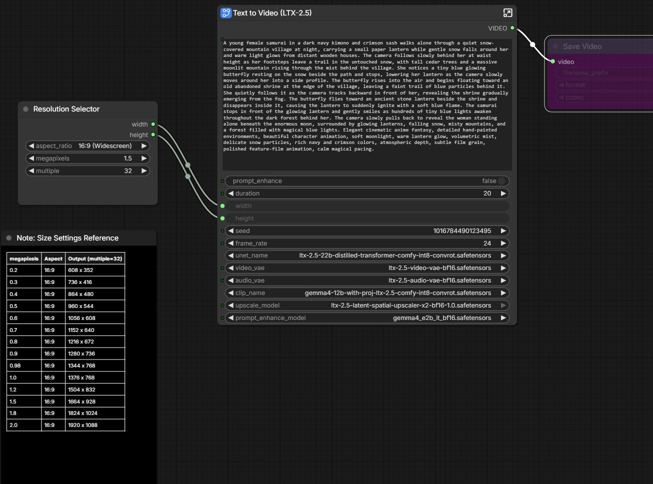 Full LTX-2.5 Text-to-Video node graph with the prompt box highlighted