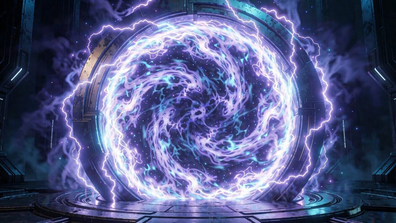 Reference image — fully activated portal, used as the Shot 6 last frame
