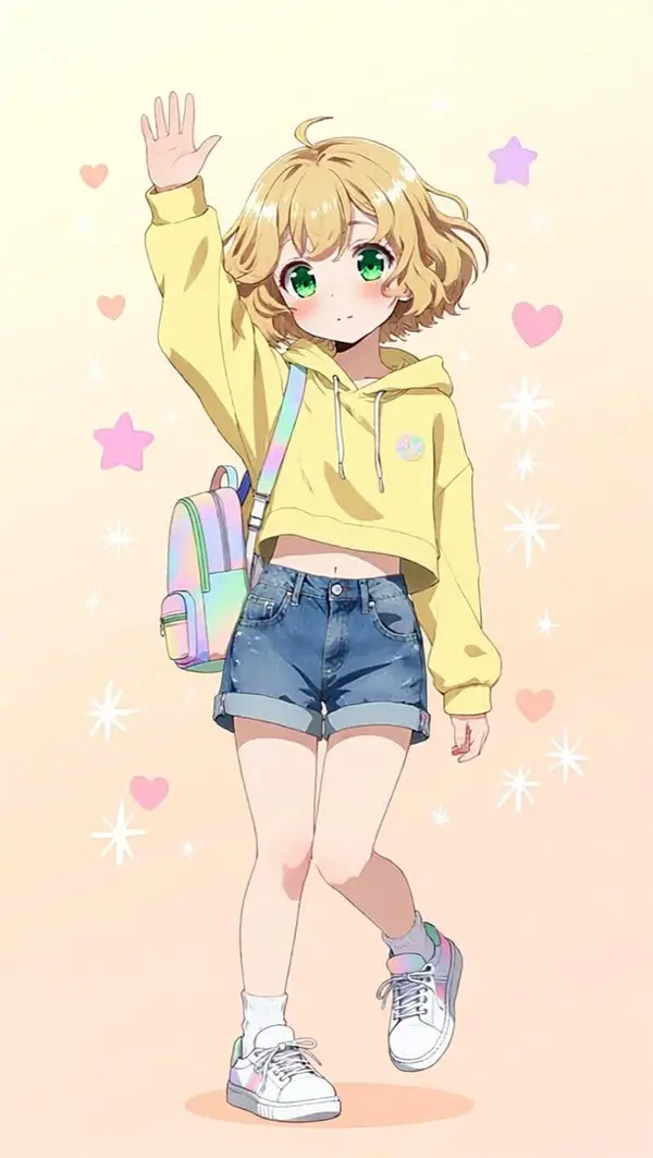 Qwen Image Edit output — anime girl with calm neutral expression replacing the previous smile