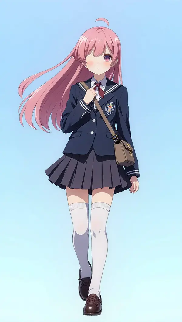 Qwen Image Edit input 2 — anime girl with dark hair in school uniform
