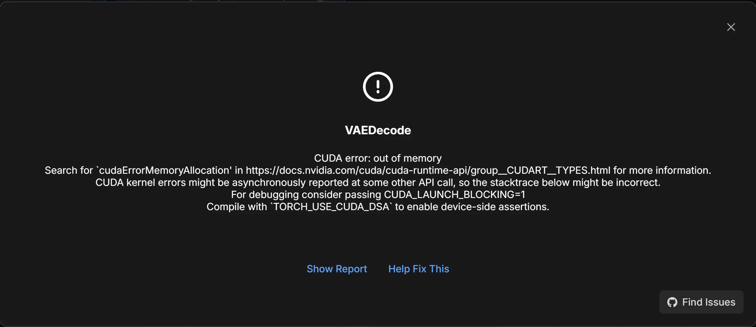 ComfyUI KSampler node showing a red 'Allocation on device' out of memory error