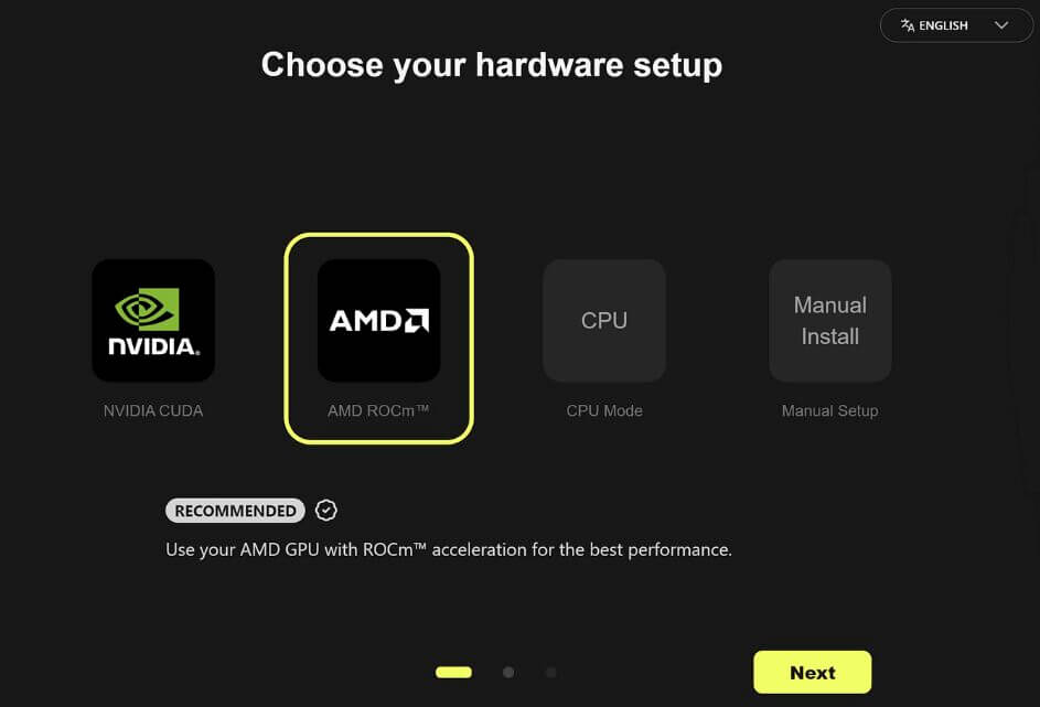 The ComfyUI Desktop installer with AMD ROCm automatically selected during setup
