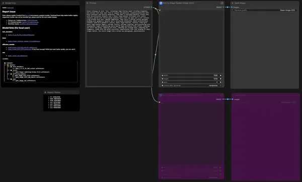 ComfyUI modular workflow showing multiple nodes connected in a complex pipeline