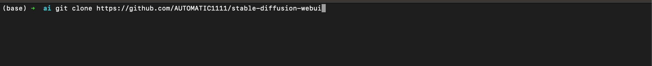 macOS Terminal showing git clone command downloading the AUTOMATIC1111 stable-diffusion-webui repository